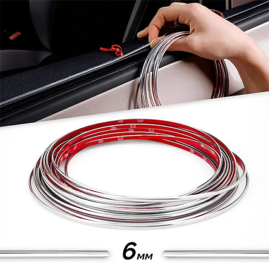 Rol ornament autoadeziv 6mm X 15m culoare argintie
