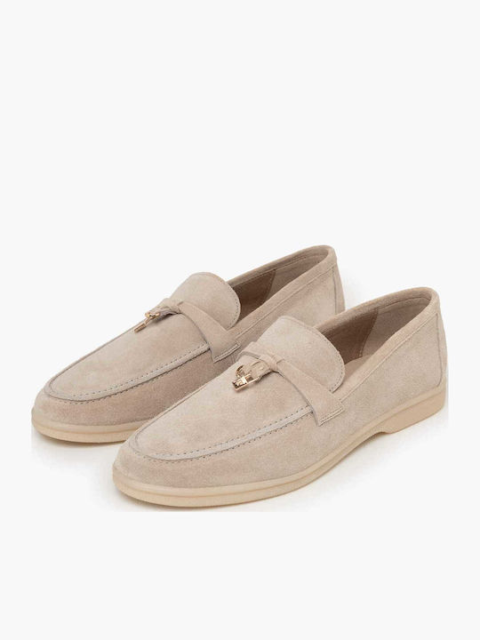 Leather Women's Loafers in Brown Color