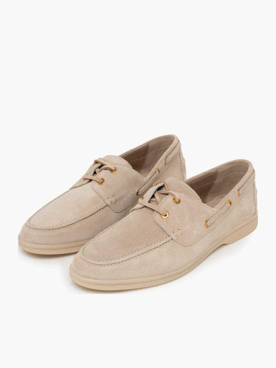 Leather Women's Boat Shoes in Brown Color
