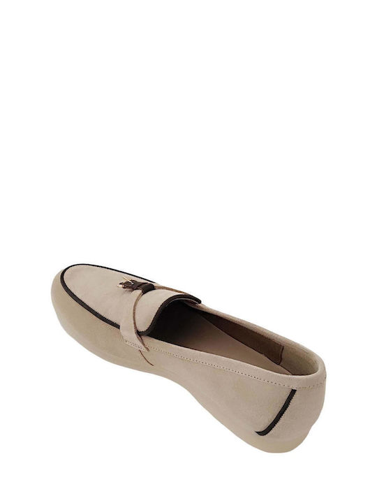 Komis & Komis Leather Women's Loafers in Beige Color
