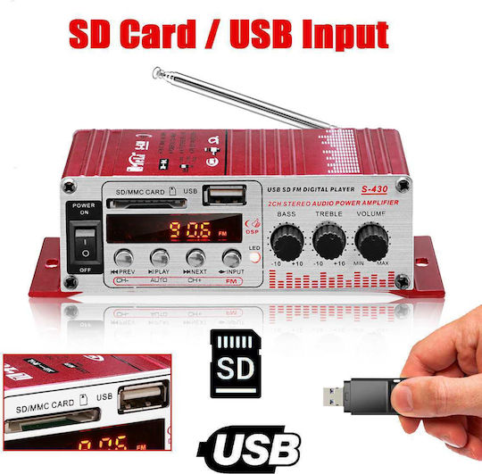 Mini Car Amplifier Stereo 12v 40w Fm Radio Usb Sd Card Reader Remote Control