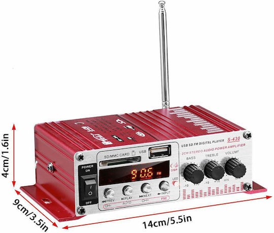 Mini Car Amplifier Stereo 12v 40w Fm Radio Usb Sd Card Reader Remote Control
