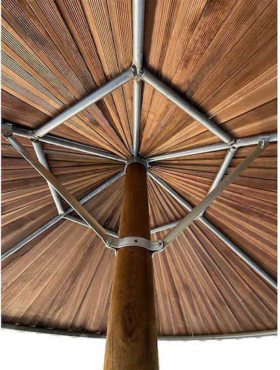 Professional Circular Wicker Garden & Terrace Parasol Light Blue Diameter 1.96xHeight 3m