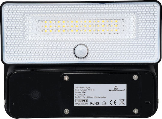 Powertech Solar Light 12W 1600lm Natural White 4000K with Motion Sensor and Photocell IP54 18.36cmx13.9cmcm