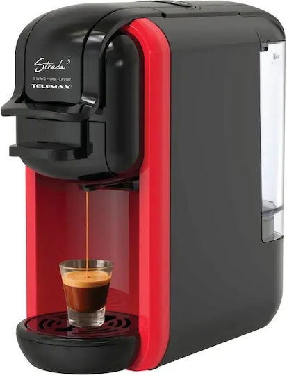 Telemax Strada 3 Pod Coffee Machine Nespresso Pressure 19bar Red