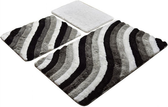 Chilai Home Non-Slip Bath Mats Set Colorful Gray 3pcs