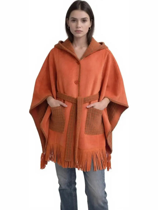Women's Poncho with Buttons Pink