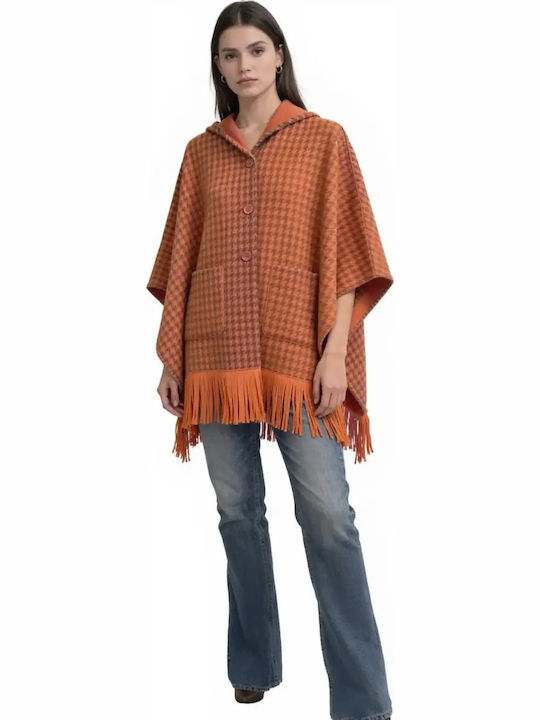 Women's Poncho with Buttons Pink