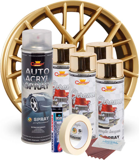 Kit complet de vopsire pentru reparații jante în culoare aurie metalică V4