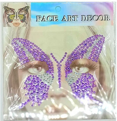 Face Gems Αυτοκόλλητα Προσώπου Πεταλούδα 17x17cm Μωβ-πέρλα