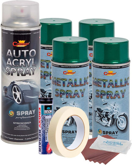 Kit complet de vopsire pentru reparații roți în culoare verde metalizat V4