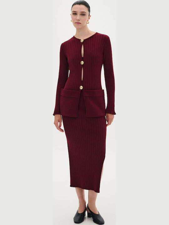 Herren Strickjacke mit Knöpfen Bordeaux