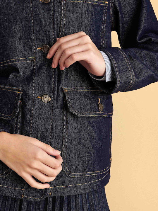 Langärmelig Damen Denim Hemd Blue