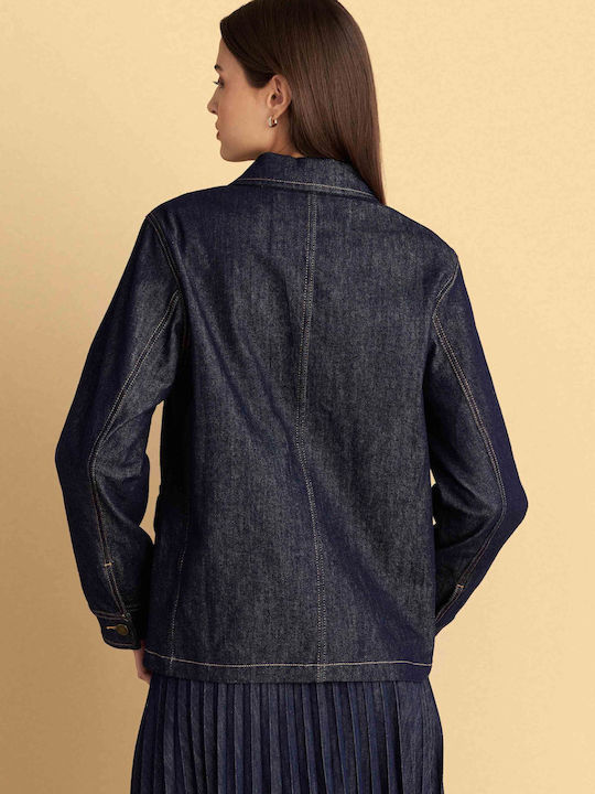 Langärmelig Damen Denim Hemd Blue