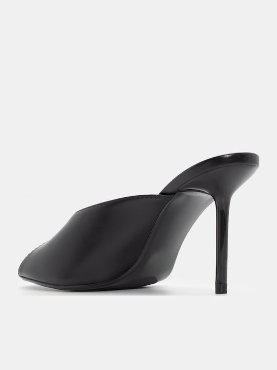 Mules mit Dünn Hoch Absatz in Schwarz Farbe