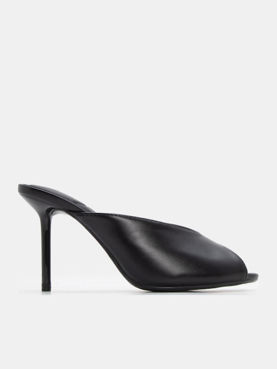 Mules mit Dünn Hoch Absatz in Schwarz Farbe