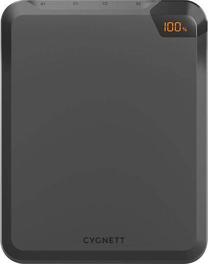 Cygnett Power Bank 25000mAh 100W с 2 USB-A порта и 2 USB-C порта Черен