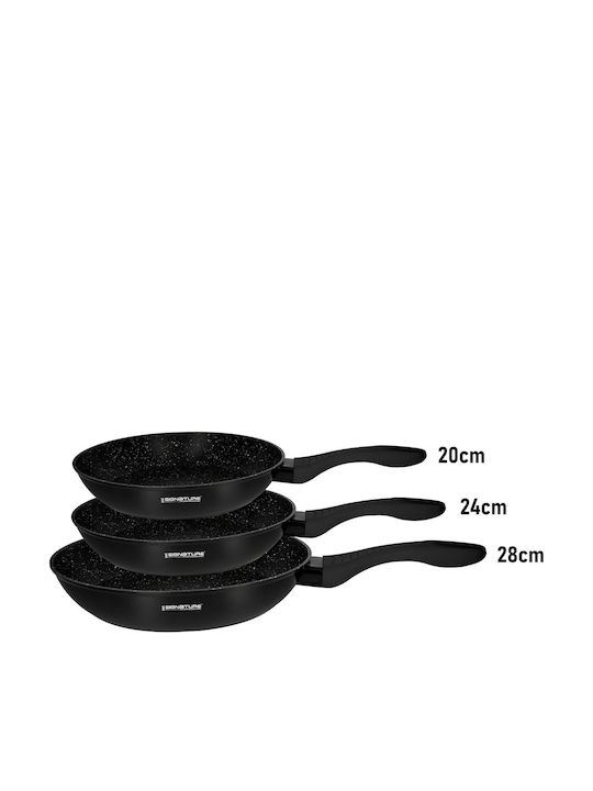 Signature Set 3 Tigăi 20 24 28cm Acoperire Minerală Antiaderentă Negre
