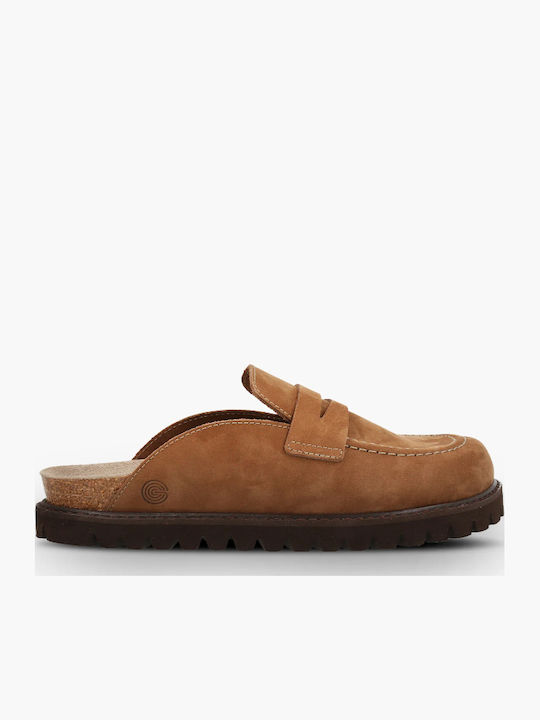 Piele Mule cu Toc în Culoare Maro