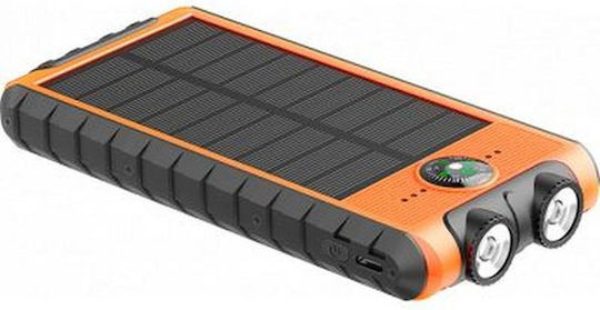 BigBen Connected Ηλιακό Power Bank 10000mAh με 2 Θύρες USB-A και Θύρα USB-C Πορτοκαλί