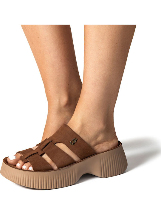 Leather Women's Flat Sandals CACAO