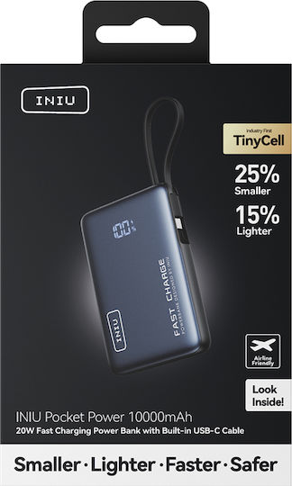Iniu Power Bank 10000mAh 20W με Θύρα USB-A και Θύρα USB-C Μαύρο