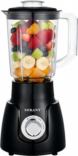 Sokany Μπλέντερ με Πλαστική Κανάτα 1.6 lt 500W Μαύρο SK-185