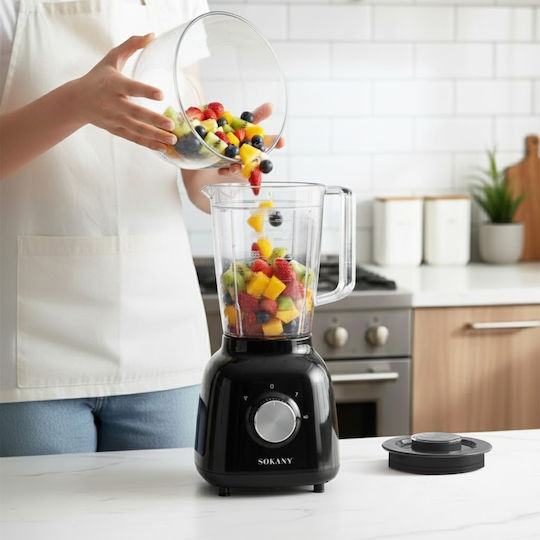 Sokany Blender with Plastic Jug 1.6 lt 500W Black SK-03041