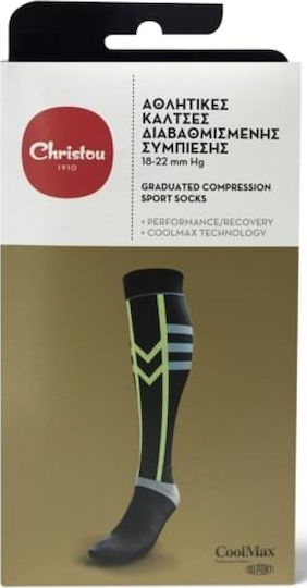 Christou 1910 Athletic Knee-High Graduated Compression Socks Athletic 18-22 mmHg Black