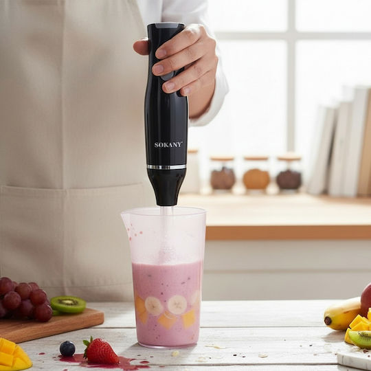 Sokany Blender de Mână 400W 2 Viteze Cupă din Oțel Inoxidabil Neagră