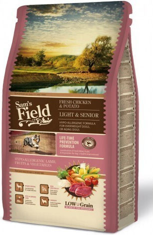 Sam's Field Light Senior 13kg Ξηρά Τροφή Διαίτης, με Λίγα Σιτηρά για Ηλικιωμένους Σκύλους με Αρνί και Ρύζι
