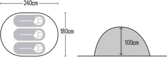 Hupa Luna 3P Camping Tent Pop Up Blue 4 Seasons for 3 People Waterproof 3000mm 240x180x100cm