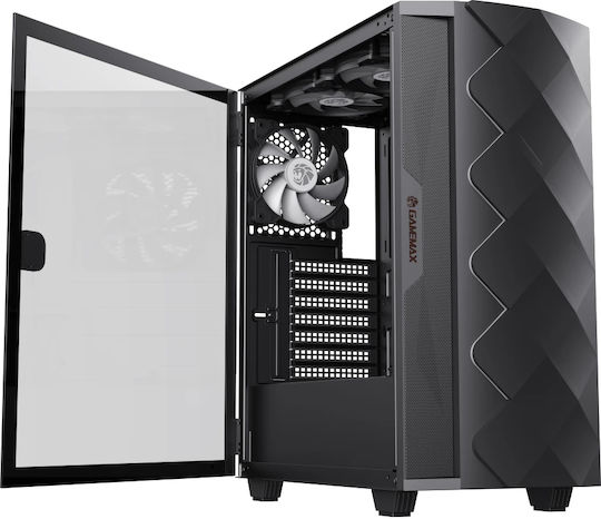 GameMax Diamond Gaming Midi Tower Κουτί Υπολογιστή με Πλαϊνό Παράθυρο και ARGB Φωτισμό Μαύρο