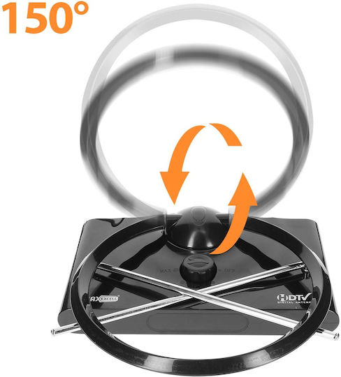 Antena TV Digitală Rotundă Max Excell HDTV 38 dBi Ultra Puternică Recepție TNT DVB-T Neagră