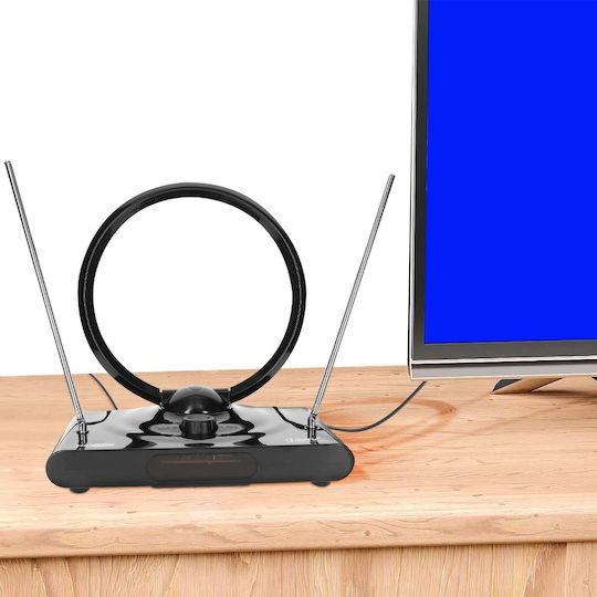 Antena TV Digitală Rotundă Max Excell HDTV 38 dBi Ultra Puternică Recepție TNT DVB-T Neagră
