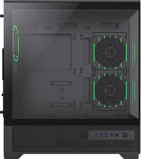 GameMax Vista 2 Gaming Midi Tower Computer Case with Side Window and ARGB Lighting Black