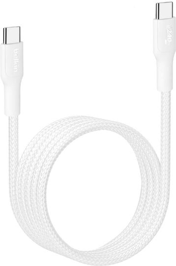 Belkin Braided USB 2.0 Cable USB-C Male - USB-C 240W PD White 1m CAB025HQ1MWH