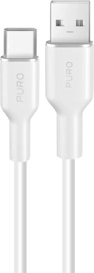 Puro Icon Soft USB 2.0 Cable USB-C male - USB-A 18W Λευκό 1.5m