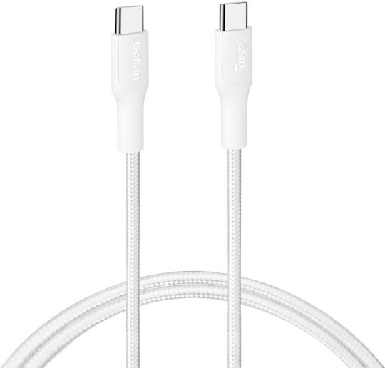 Belkin Braided USB 2.0 Cable USB-C Male - USB-C 240W PD White 1m CAB025HQ1MWH