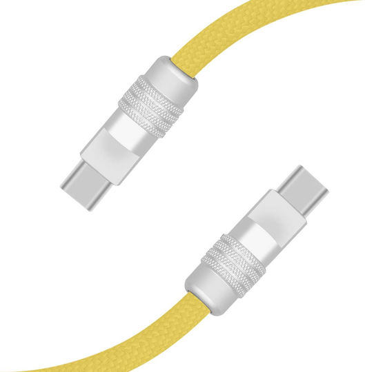 Yello Koko USB-C USB-C Усилен Кабел Biggy Модел 1m Обръщаем Конектор Жълт