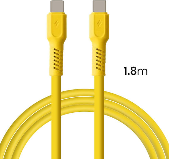 Colorum USB 2.0 Cable USB-C male - USB-C 60W PD Κίτρινο 1.8m CK60-CC-05