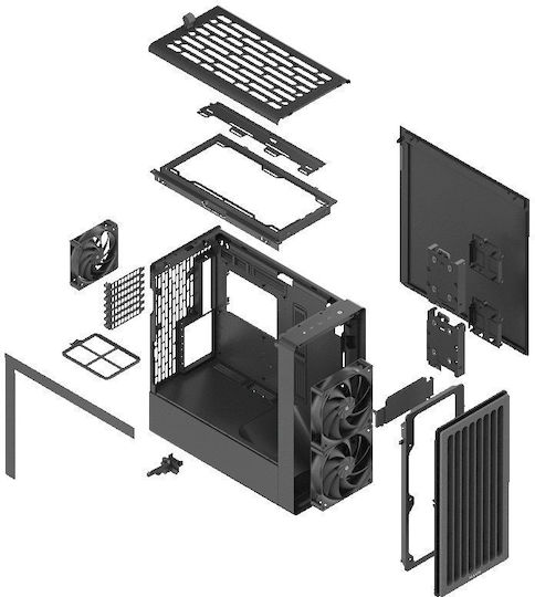 HAVN BF 360 Flow Gaming Midi-Turm Computergehäuse mit Seitenfenster Schwarz