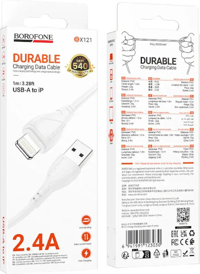 Borofone USB-A zu Lightning Kabel 18W Weiß 1m