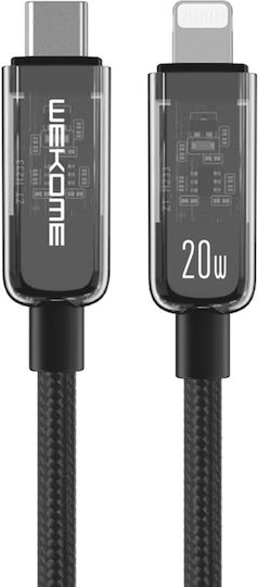 WK LED USB-C to Lightning Cable 20W Μαύρο 1.2m (WK-WDC-181_BLACK)