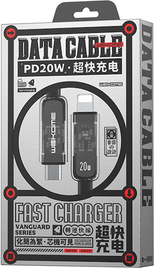 WK LED USB-C to Lightning Cable 20W Μαύρο 1.2m (WK-WDC-181_BLACK)