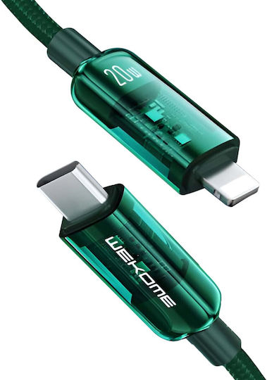 WK Редовна USB-C към Lightning кабел 20W Зелен 1.2м (WK-WDC-181_GREEN)