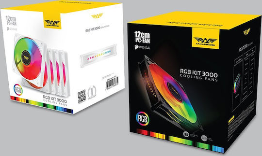 Armaggeddon Chroma Kit 3000 Case Fan 120mm with RGB Lighting and Connection 4-Pin Molex 5pcs White