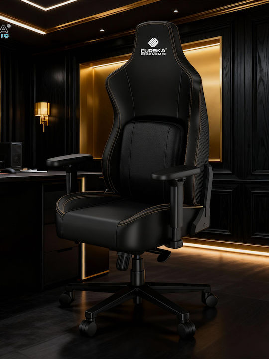Eureka Ergonomic Python II GC-08 Геймърски стол с регулируеми подлакътници Черен