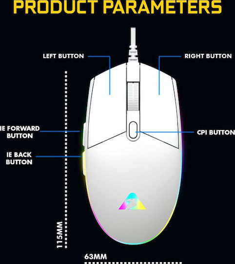 Armaggeddon Raven III RGB Gaming Ποντίκι Λευκό