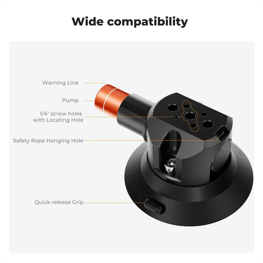 K&f Concept Ms-44 Suction Cup Camera Mount Magic Arm 3-inch Black Kf31.135